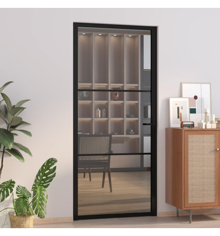 Porte intérieure 93x201,5 cm Noir Verre ESG et aluminium | Mobilier & Déco