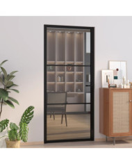 Porte intérieure 93x201,5 cm Noir Verre ESG et aluminium | Mobilier & Déco