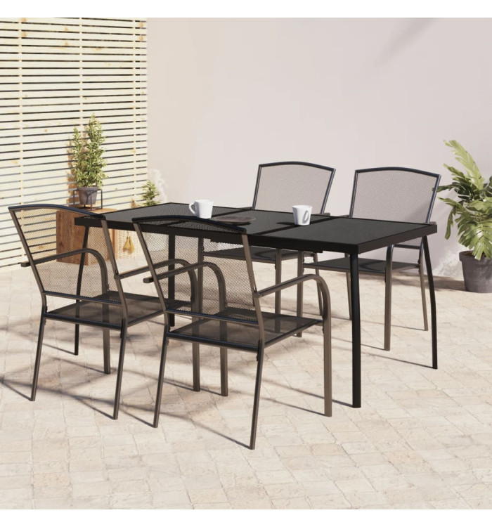 Ensemble à manger de jardin 5 pcs anthracite acier | Mobilier & Déco