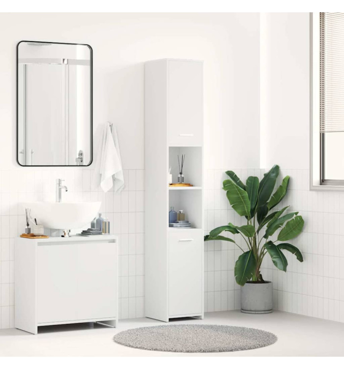 Armoire de salle de bain Blanc 30x30x183,5 cm Bois d'ingénierie | Mobilier & Déco