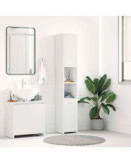 Armoire de salle de bain Blanc 30x30x183,5 cm Bois d'ingénierie | Mobilier & Déco