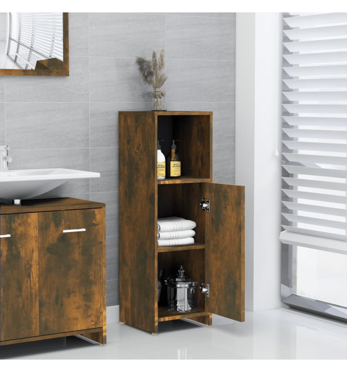 Armoire de bain Chêne fumé 30x30x95 cm Bois d'ingénierie | Mobilier & Déco