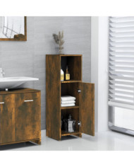 Armoire de bain Chêne fumé 30x30x95 cm Bois d'ingénierie | Mobilier & Déco
