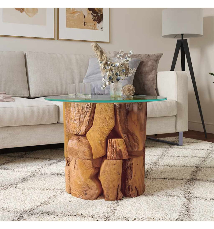 Table basse Bois flottant de teck massif 60 cm | Mobilier & Déco