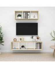 Ensemble de meubles TV 2pcs Blanc chêne sonoma Bois ingénierie | Mobilier & Déco