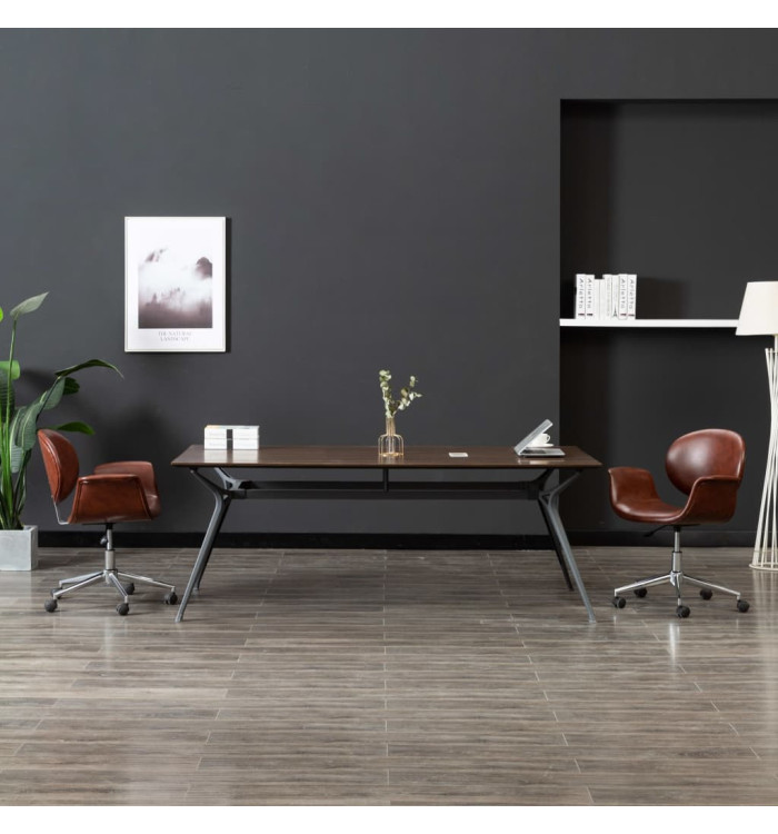 Chaises pivotantes à manger lot de 2 marron similicuir | Mobilier & Déco