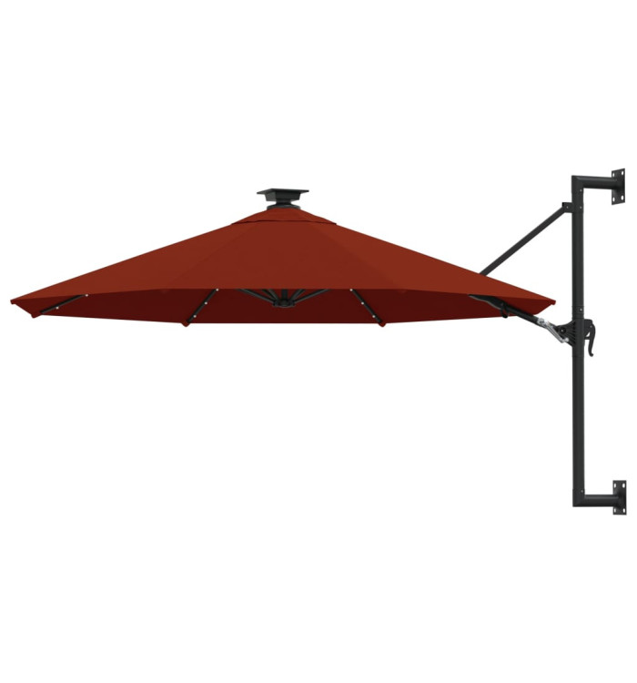 Parasol mural de jardin avec LED 300 cm terre cuite | Mobilier & Déco