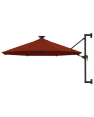 Parasol mural de jardin avec LED 300 cm terre cuite | Mobilier & Déco