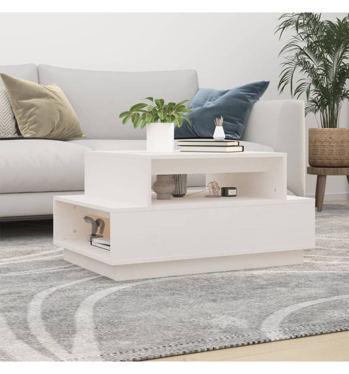Table basse Blanc 80x55x40,5 cm Bois massif de pin | Mobilier & Déco