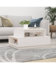 Table basse Blanc 80x55x40,5 cm Bois massif de pin | Mobilier & Déco