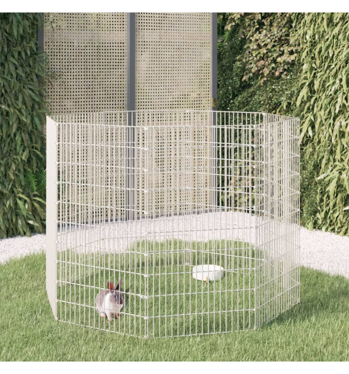 Enclos d'animaux en liberté 8 panneaux 54x100 cm fer galvanisé | Mobilier & Déco