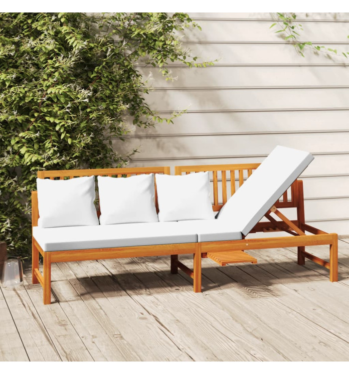  Lit de jour avec coussin crème 200x60x75cm Bois d'acacia solide | Mobilier & Déco
