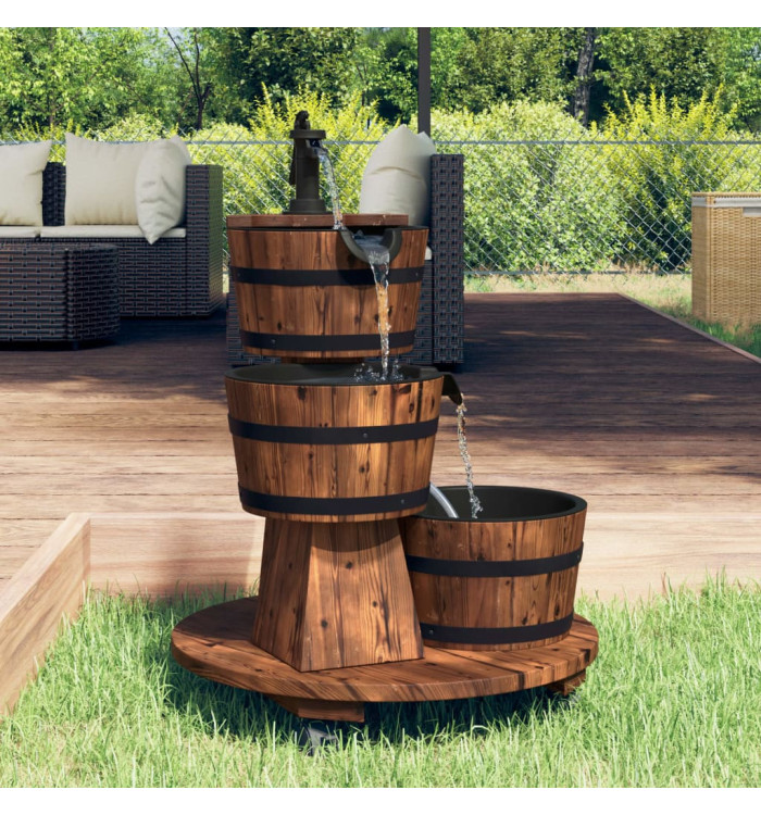 Fontaine à eau sur roues pompe 55x55x80 cm bois de sapin massif | Mobilier & Déco