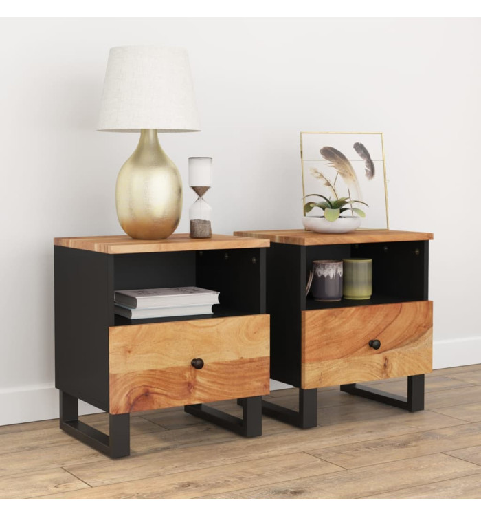 Tables de chevet 2 pcs Bois d'acacia solide et d'ingénierie | Mobilier & Déco