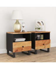 Tables de chevet 2 pcs Bois d'acacia solide et d'ingénierie | Mobilier & Déco
