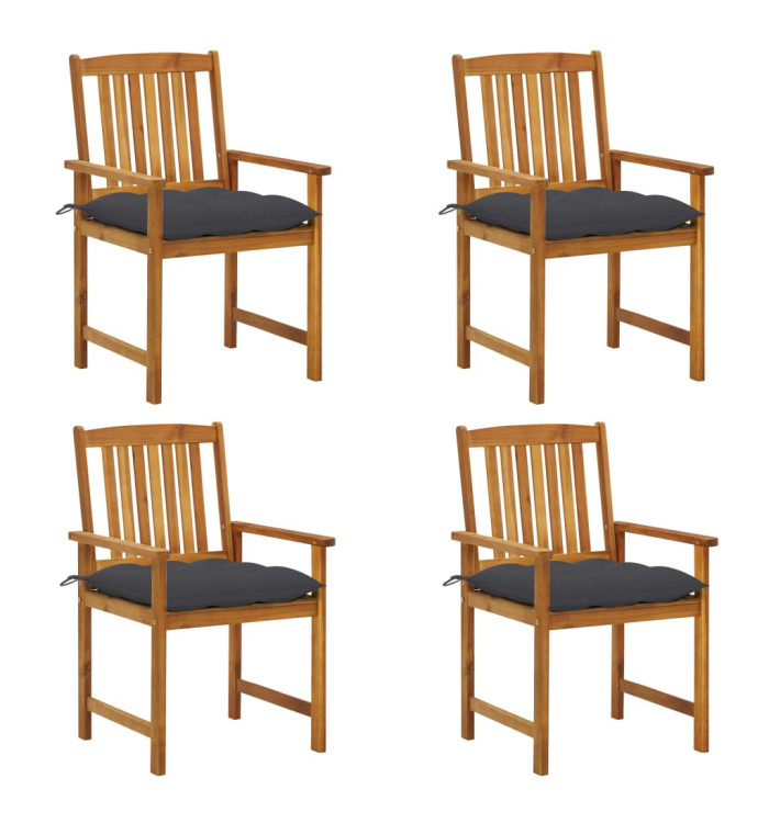 Chaises de jardin avec coussins lot de 4 Bois d'acacia massif | Mobilier & Déco