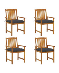 Chaises de jardin avec coussins lot de 4 Bois d'acacia massif | Mobilier & Déco