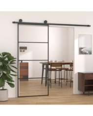 Porte coulissante Aluminium et verre ESG 90x205 cm Noir | Mobilier & Déco