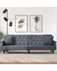 Canapé-lit avec accoudoirs gris foncé velours | Mobilier & Déco