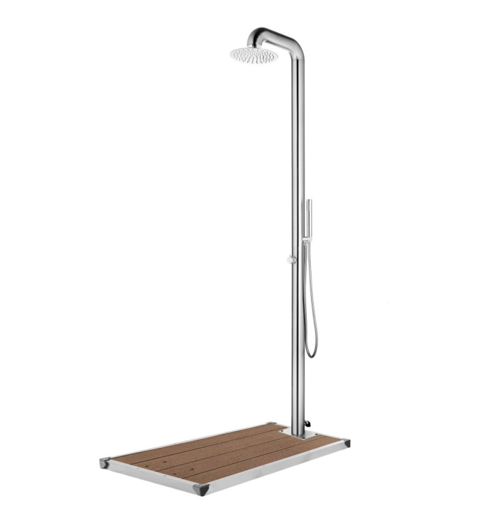Douche de jardin avec base marron 230 cm Acier inoxydable | Mobilier & Déco