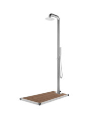 Douche de jardin avec base marron 230 cm Acier inoxydable | Mobilier & Déco