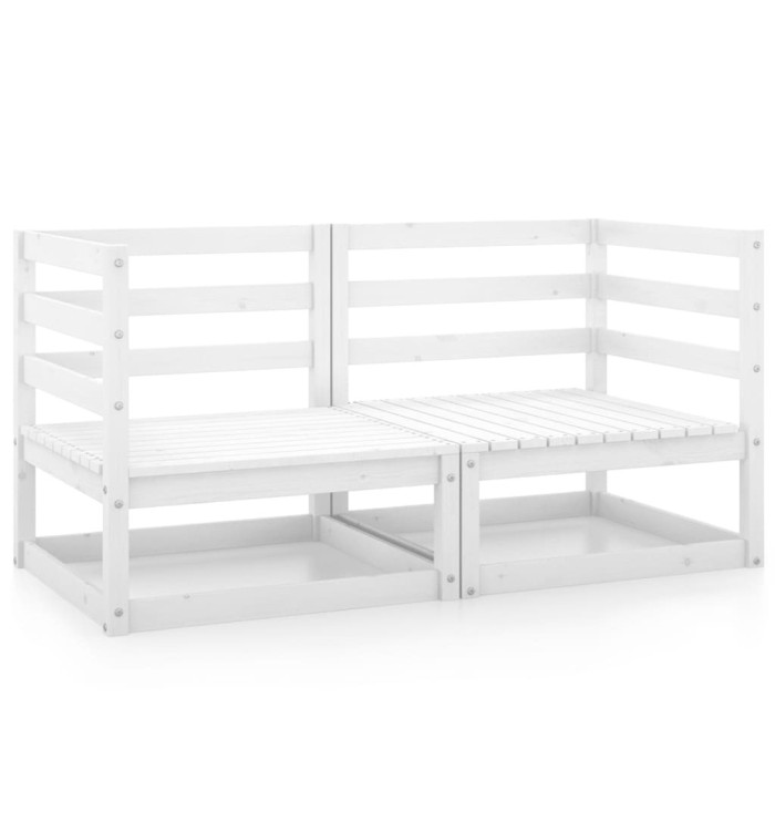 Canapés d'angle de jardin 2 pcs blanc bois de pin massif | Mobilier & Déco