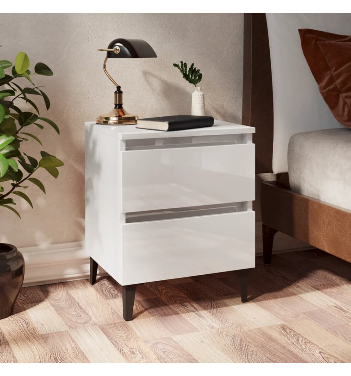 Tables de chevet 2 pcs blanc brillant bois d'ingénierie | Mobilier & Déco
