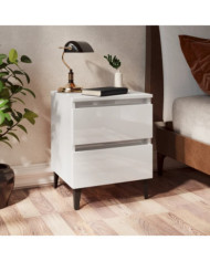 Tables de chevet 2 pcs blanc brillant bois d'ingénierie | Mobilier & Déco