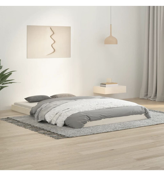 Cadre de lit sans matelas blanc 120x190 cm bois de pin massif | Mobilier & Déco