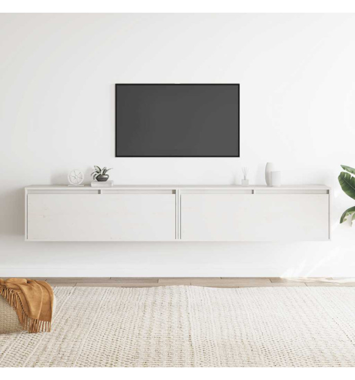 Armoires murales 2 pcs Blanc 100x30x35 cm Bois de pin massif | Mobilier & Déco