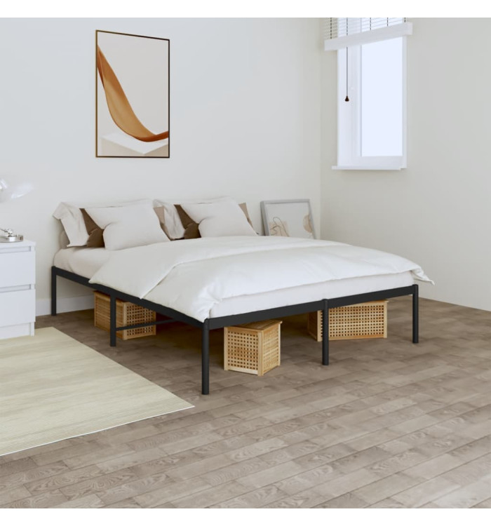 Cadre de lit métal sans matelas noir 140x190 cm | Mobilier & Déco