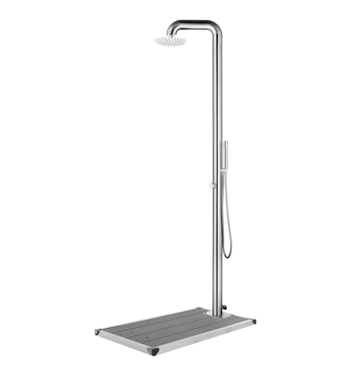 Douche de jardin avec base gris 230 cm Acier inoxydable | Mobilier & Déco