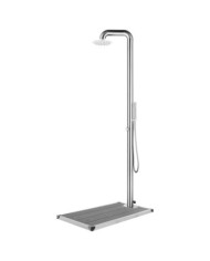 Douche de jardin avec base gris 230 cm Acier inoxydable | Mobilier & Déco