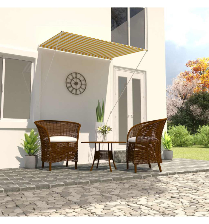 Auvent rétractable 150x150 cm Jaune et blanc | Mobilier & Déco