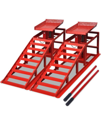 Rampes de réparation auto 2 pcs rouge acier | Mobilier & Déco