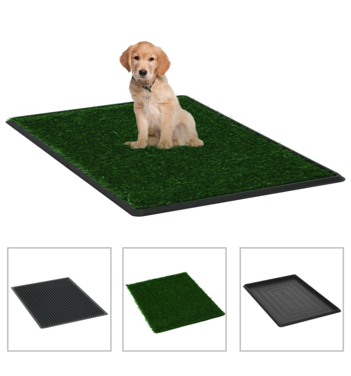 Tapis pour animaux 2 pcs avec plateau et gazon artificiel Vert | Mobilier & Déco