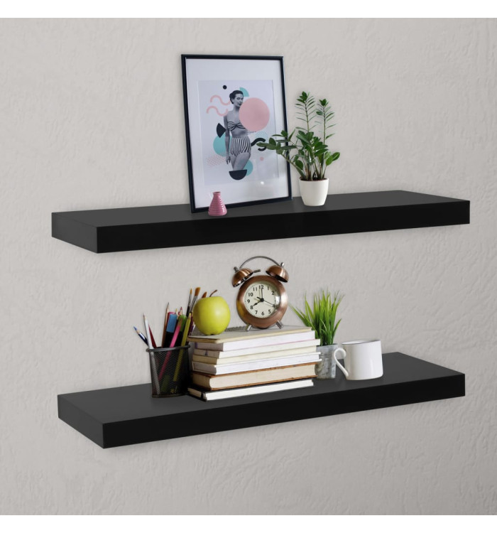 Étagères murales flottantes 2 pcs Noir 80x20x3,8 cm | Mobilier & Déco