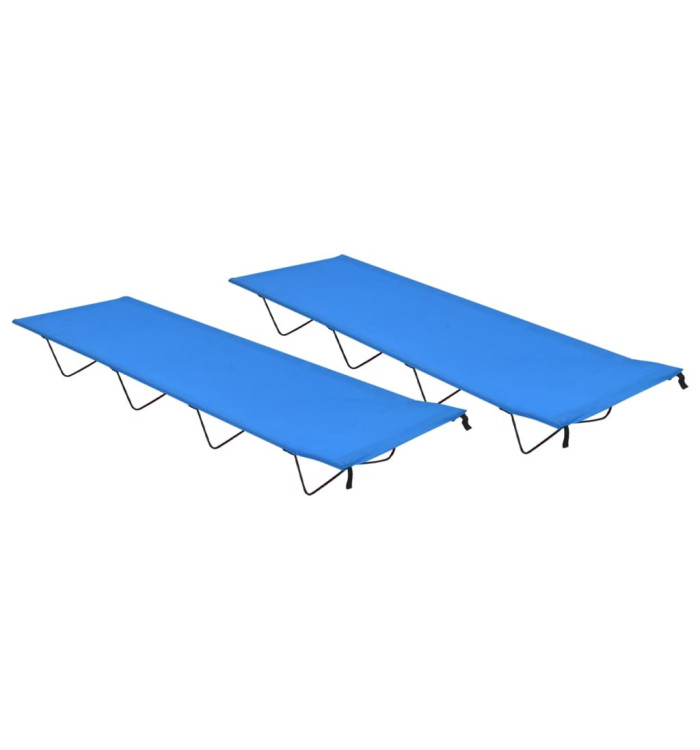 Lits de camping 2 pcs 180x60x19 cm Tissu Oxford et acier Bleu | Mobilier & Déco