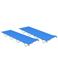 Lits de camping 2 pcs 180x60x19 cm Tissu Oxford et acier Bleu | Mobilier & Déco