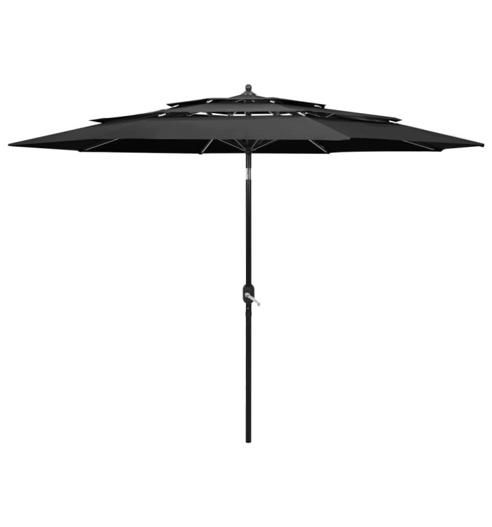Parasol de jardin à 3 niveaux avec mât en aluminium anthracite | Mobilier & Déco