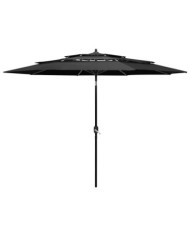 Parasol de jardin à 3 niveaux avec mât en aluminium anthracite | Mobilier & Déco