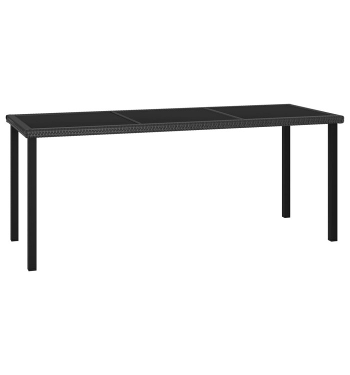Table à dîner de jardin Noir 180x70x73 cm Résine tressée | Mobilier & Déco