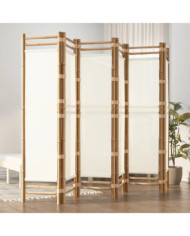 Cloison de séparation pliante 6 panneaux 240 cm Bambou et toile | Mobilier & Déco