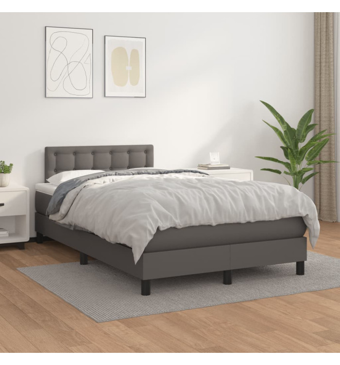 Sommier à lattes de lit avec matelas Gris 120x200 cm Similicuir | Mobilier & Déco