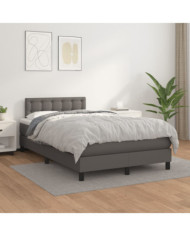 Sommier à lattes de lit avec matelas Gris 120x200 cm Similicuir | Mobilier & Déco