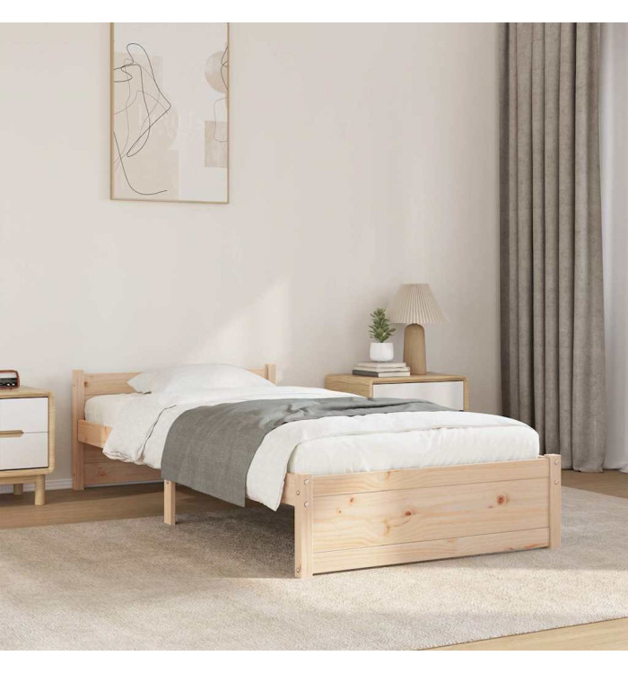 Cadre de lit sans matelas bois massif 90x190 cm | Mobilier & Déco