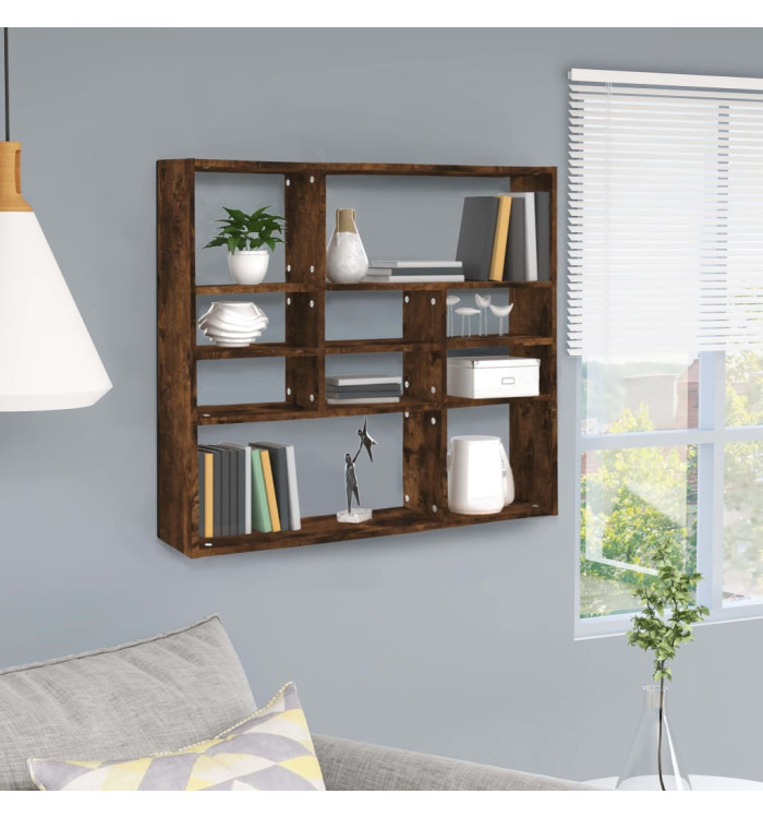 Étagère murale Chêne fumé 90x16x78 cm Bois d'ingénierie | Mobilier & Déco