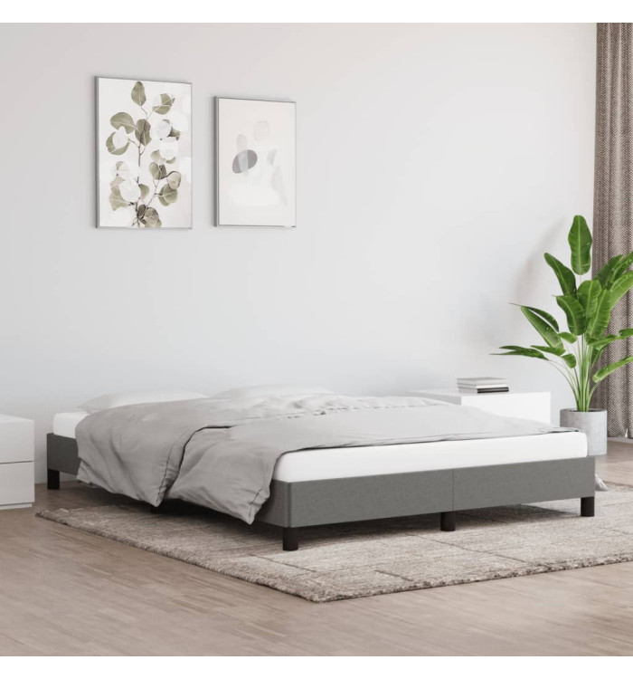 Cadre de lit sans matelas gris foncé 140x200 cm tissu | Mobilier & Déco