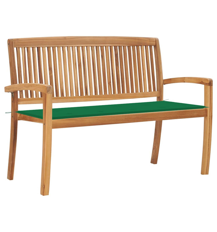 Banc de jardin empilable et coussin 128,5cm Bois de teck massif | Mobilier & Déco