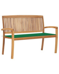 Banc de jardin empilable et coussin 128,5cm Bois de teck massif | Mobilier & Déco